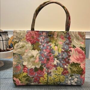 Margret Smith Floral Vintage Canvas Tote Bag